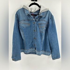 MWAH Women's Denim Jean Jacket Detachable Clothe Hood 3X